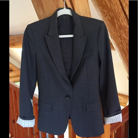 Theory Grey One-Button Blazer - Picture 11 of 11